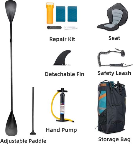 لوح مجداف قابل للنفخ من فولوات مع لوح لب، مقعد كاياك، مانع للانزلاق، إلخ، لوح مجداف قابل للنفخ خفيف الوزن للمراهقين والبالغين in Kuwait