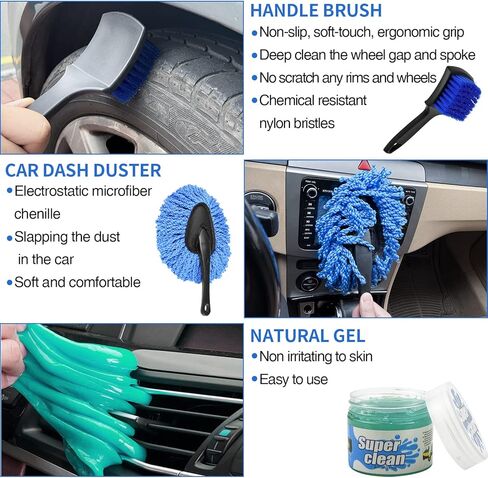 Car Detailing Brushes kit,28Pcs Car Cleaning Drill Brush Set with Detailing Brushes and Microfiber Wash Mitt, Buffing Polishing Sponge Pads,Auto Cleaning Tools Kit for Interior&Exterior, Tire, Wheels in Kuwait