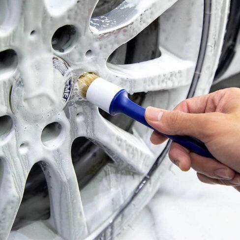 BZ Natural Boar Hair Detailing Brush 5pcs Set, Automotive Non-Slip Detail Brushes for Cleaning Wheels, Engine, Interior, Exterior, Leather, Seat, Lug Nut, Emblems, Air Vents, Car, Motorcycle in Saudi Arabia