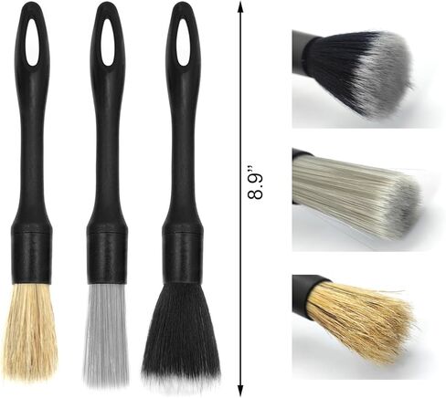 3 قطع من فرش تنظيف السيارات متعددة الوظائف بأحجام مختلفة، فرش تنظيف تفاصيل فائقة النعومة ملحقة لتنظيف عجلات السيارة، والشعارات، وخليج المحرك، وفتحات الهواء، والداخلية والخارجية in Kuwait