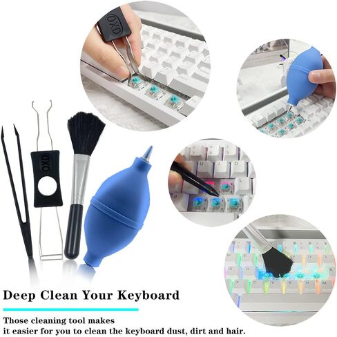 NACODEX Keyboard Cleaning Kit, 10-in-1 Professional Computer Keyboard Cleaner with 70g Dust Cleaning Gel, 5g Lube, Air Blower Etc, Also for Laptops, Glasses, Camera Lenses, Tel, Home and Office in Kuwait