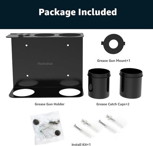 Grease Gun Holder, Grease Gun Garage Organizer Wall Mount, Built-in Removable Drip Cups, Cartridge Holder, Extension Bend/Straight Pipe Holder, Grease Gun Storage Holder for Tractor Garage in Saudi Arabia