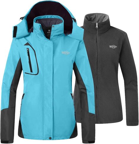 سترة Wantdo النسائية 3 في 1 للتزلج مقاومة للماء للتزلج على الجليد سترة صوفية معزولة معطف شتوي للثلج in Kuwait