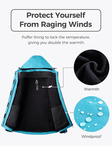 سترة Wantdo النسائية 3 في 1 للتزلج مقاومة للماء للتزلج على الجليد سترة صوفية معزولة معطف شتوي للثلج in Kuwait