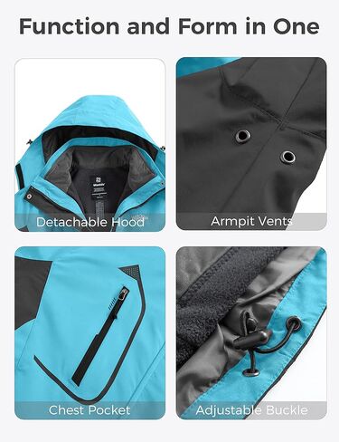 سترة Wantdo النسائية 3 في 1 للتزلج مقاومة للماء للتزلج على الجليد سترة صوفية معزولة معطف شتوي للثلج in Kuwait