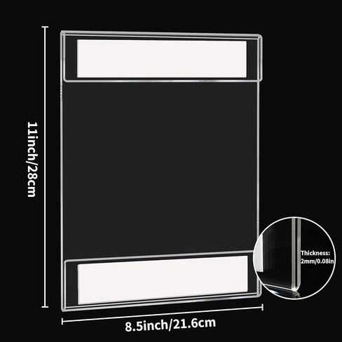 حامل لافتات أكريليك مقاس 8.5 × 11 بوصة، حامل لافتات حائط شفاف مع شريط مزدوج الجوانب، إطار حائط أكريليك بدون حفر للمطاعم والفنادق والمتاجر والمكاتب والمنزل in Kuwait