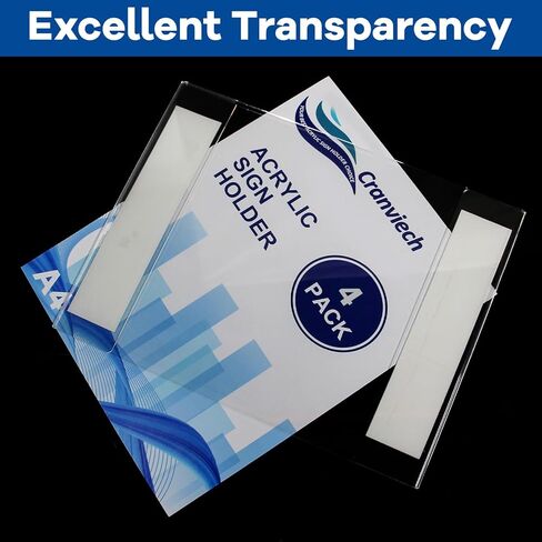 حامل لافتات أكريليك مقاس 8.5 × 11 بوصة، حامل لافتات حائط شفاف مع شريط مزدوج الجوانب، إطار حائط أكريليك بدون حفر للمطاعم والفنادق والمتاجر والمكاتب والمنزل in Kuwait