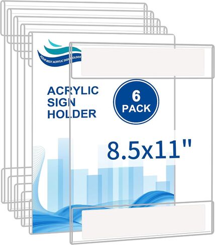Acrylic Sign Holder 8.5 x 11 inch Wall Mount, Clear Wall Sign Holder with Double Sided Tape, No Drilling Acrylic Wall Frame for Restaurants, Hotels, Stores, Office, Home in Saudi Arabia