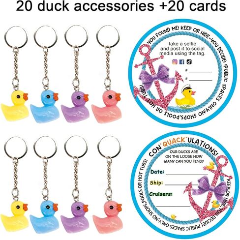 علامات البط، علامة البطة المطاطية المبحرة، بطاقة لعبة البطة، سلسلة مفاتيح بطة صفراء لطيفة ثلاثية الأبعاد مع علامات البطة، 20 بطاقة، 20 سلسلة مفاتيح بطة (أزرق) in Kuwait