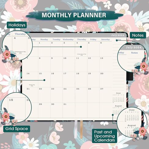 Tersus 2024-2027 Pocket Calendar/Planner - 3 Year Monthly Planner from JULY 2024 - JUNE 2027, 3.8" x 6.3", 61 Notes Pages, Pen Loop, Elastic Closure in Kuwait