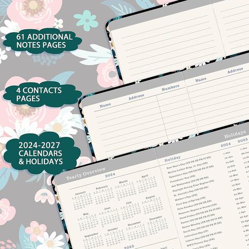 Tersus 2024-2027 Pocket Calendar/Planner - 3 Year Monthly Planner from JULY 2024 - JUNE 2027, 3.8" x 6.3", 61 Notes Pages, Pen Loop, Elastic Closure in Kuwait