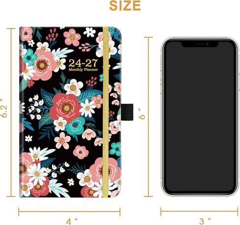 Tersus 2024-2027 Pocket Calendar/Planner - 3 Year Monthly Planner from JULY 2024 - JUNE 2027, 3.8" x 6.3", 61 Notes Pages, Pen Loop, Elastic Closure in Kuwait