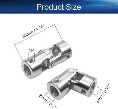 Heyiarbeit 8mm to 8mm Single Steering Shaft Universal U Joint, Universal Joint Coupling Connector 2Pcs in Saudi Arabia