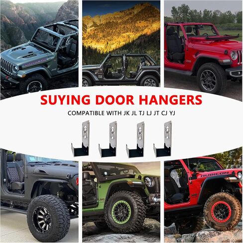 Heavy Duty Door Hanger Bracket for Garage Wall - Heavy Duty Utility Hook for Wall Mount Ladder Storage.Fit for Jeep Wrangler Door Hanger Bracket(Bright Silver（Pack of 2）) in Saudi Arabia