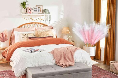 DearHouse 10 قطع من عشب بامباس الصناعي، بطول 91.42 سم/3.1 قدم، زهور بومباس زائفة طويلة، فروع عشب اصطناعية كبيرة لحشو مزهرية الأرضية، غرفة مزرعة بوهو لتزيين المنزل والزفاف (وردي وردي) in Kuwait