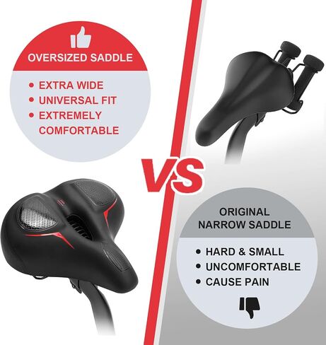 Ruizd Bike Seat for Peloton Bike& Bike+,Comfort Oversized Bike Seat Cushion,Wide Bicycle Saddle,Replacement Seats Compatible with Spin Bike, MTB,Road or Exercise Bikes(10.2" Wide) in Saudi Arabia
