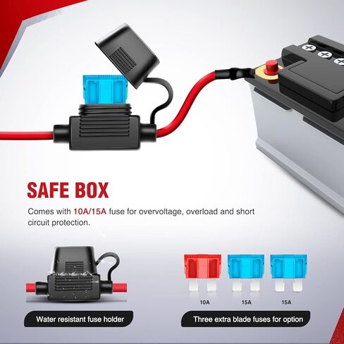 Nilight LED Light Bar 15 FT Wiring Harness Kit - 2 يؤدي 16AWG 12V On Off Switch Power Relay Blade Fuse لمصابيح الطرق الوعرة LED ضوء العمل، ضمان لمدة عامين باللون الأسود in Kuwait