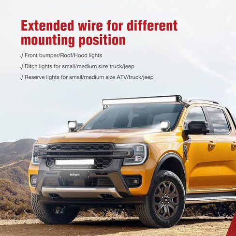 Nilight LED Light Bar 15 FT Wiring Harness Kit - 2 يؤدي 16AWG 12V On Off Switch Power Relay Blade Fuse لمصابيح الطرق الوعرة LED ضوء العمل، ضمان لمدة عامين باللون الأسود in Kuwait