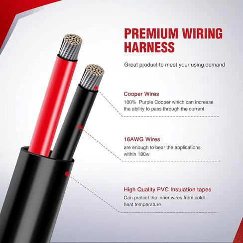 Nilight LED Light Bar 15 FT Wiring Harness Kit - 2 يؤدي 16AWG 12V On Off Switch Power Relay Blade Fuse لمصابيح الطرق الوعرة LED ضوء العمل، ضمان لمدة عامين باللون الأسود in Kuwait