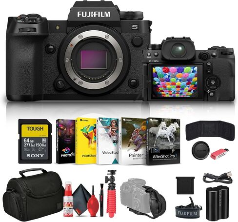 Fujifilm - X-H2S Mirrorless Camera (16756924) + 64GB Memory Card + Bag + Card Reader + Corel Photo Software + Flex Tripod + Memory Wallet + Cleaning Kit + Hand Strap in Saudi Arabia