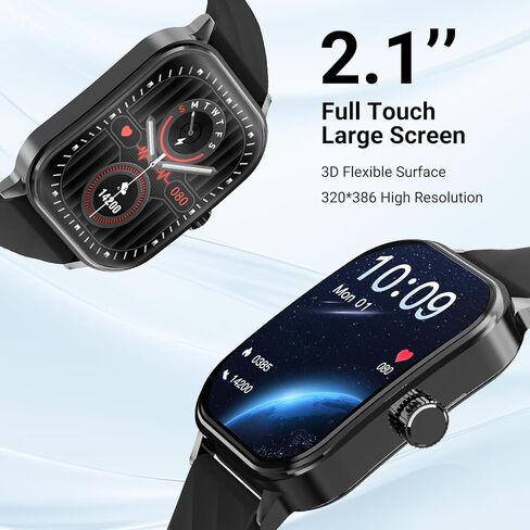 2024 New Smart Watch for Men Women(Answer/Make Call), Bluetooth Fitness Tracker with Heart Rate, Blood Oxygen Monitor, Sleep Monitor, IP67 Waterproof 2.1'' HD Pixel watch Per iOS & Android Phone in Kuwait