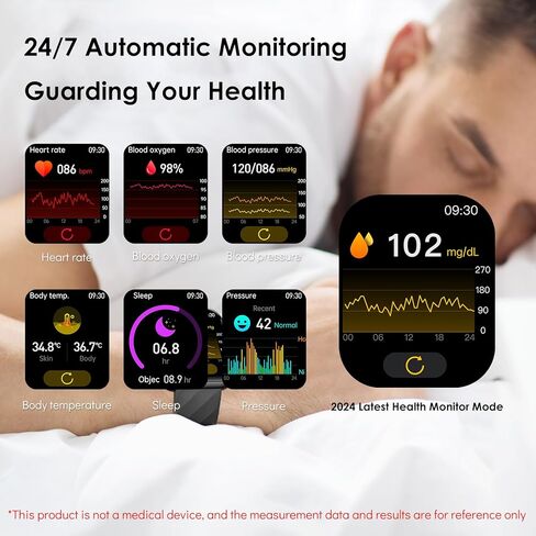2024 New Smart Watch for Men Women(Answer/Make Call), Bluetooth Fitness Tracker with Heart Rate, Blood Oxygen Monitor, Sleep Monitor, IP67 Waterproof 2.1'' HD Pixel watch Per iOS & Android Phone in Kuwait