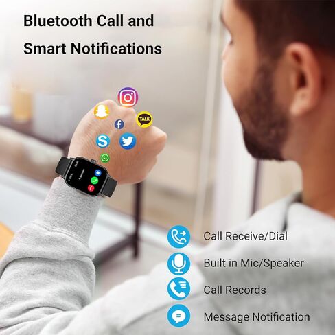 2024 New Smart Watch for Men Women(Answer/Make Call), Bluetooth Fitness Tracker with Heart Rate, Blood Oxygen Monitor, Sleep Monitor, IP67 Waterproof 2.1'' HD Pixel watch Per iOS & Android Phone in Kuwait
