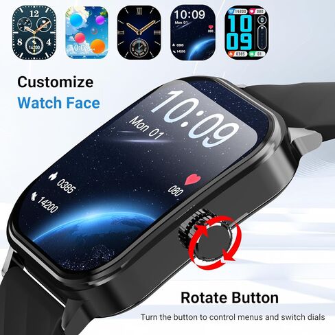 2024 New Smart Watch for Men Women(Answer/Make Call), Bluetooth Fitness Tracker with Heart Rate, Blood Oxygen Monitor, Sleep Monitor, IP67 Waterproof 2.1'' HD Pixel watch Per iOS & Android Phone in Kuwait