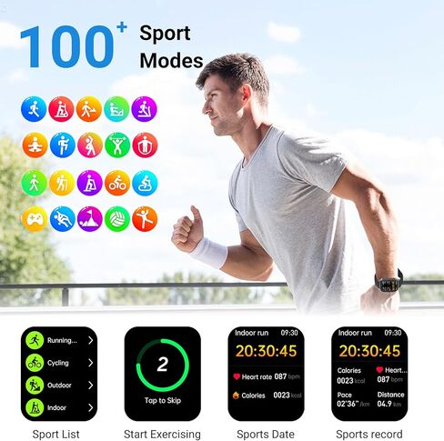 2024 New Smart Watch for Men Women(Answer/Make Call), Bluetooth Fitness Tracker with Heart Rate, Blood Oxygen Monitor, Sleep Monitor, IP67 Waterproof 2.1'' HD Pixel watch Per iOS & Android Phone in Kuwait