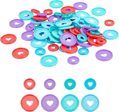 PandaHall 80pcs Round Book Binder Discs, 4 Colors Plastic Discbound Discs Loose Leaf Ring Discs with Heart Hole Small Expansion Discs for DIY Notebooks Planners, 24mm/35mm in Saudi Arabia