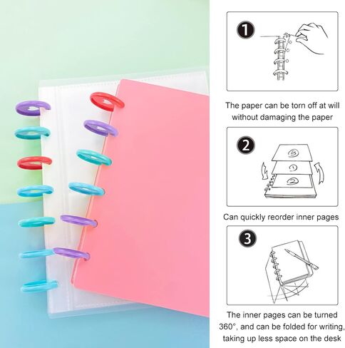 PandaHall 80pcs Round Book Binder Discs, 4 Colors Plastic Discbound Discs Loose Leaf Ring Discs with Heart Hole Small Expansion Discs for DIY Notebooks Planners, 24mm/35mm in Saudi Arabia