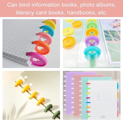 PandaHall 80pcs Round Book Binder Discs, 4 Colors Plastic Discbound Discs Loose Leaf Ring Discs with Heart Hole Small Expansion Discs for DIY Notebooks Planners, 24mm/35mm in Saudi Arabia