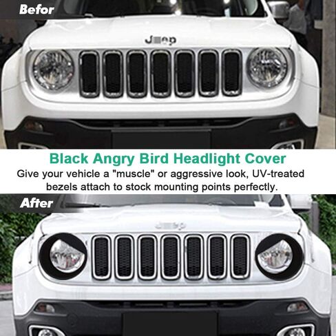 غطاء المصباح الأمامي ABIGAIL Jeep حواف سوداء غير لامعة من Angry Bird متوافقة مع 2007-2018 Jeep Wrangler Jk & JK Unlimited (Dot fit Jeep JL) in Saudi Arabia
