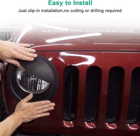 غطاء المصباح الأمامي ABIGAIL Jeep حواف سوداء غير لامعة من Angry Bird متوافقة مع 2007-2018 Jeep Wrangler Jk & JK Unlimited (Dot fit Jeep JL) in Saudi Arabia