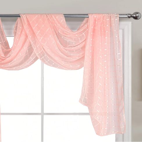 Tony's collection Baby Blue Sheer Window Scarf for Windows 216 Inches Long for Girls Room 1 Piece Window Scarf for The Party, Weeding(52x216 inch, Check Baby Blue,1 Piece) in Saudi Arabia