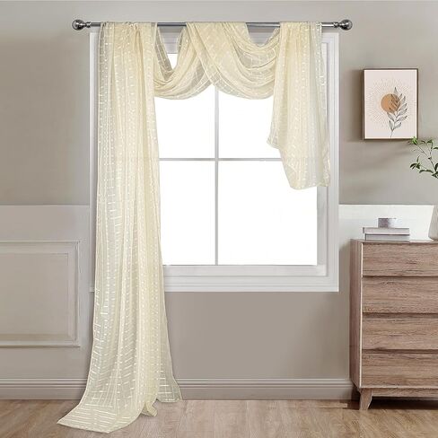 Tony's collection Baby Blue Sheer Window Scarf for Windows 216 Inches Long for Girls Room 1 Piece Window Scarf for The Party, Weeding(52x216 inch, Check Baby Blue,1 Piece) in Saudi Arabia