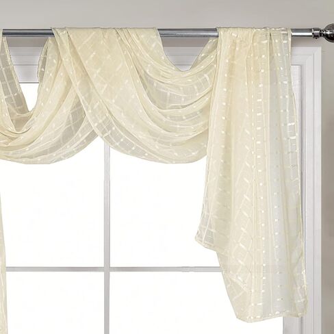 Tony's collection Baby Blue Sheer Window Scarf for Windows 216 Inches Long for Girls Room 1 Piece Window Scarf for The Party, Weeding(52x216 inch, Check Baby Blue,1 Piece) in Saudi Arabia