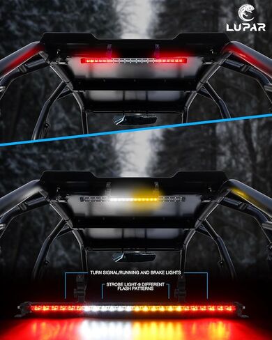 شريط إضاءة مطاردة LED مقاس 25 بوصة مع دعامة قفص لفة مقاس 1.65 بوصة - 2 بوصة، شريط إضاءة خلفي قوي للطرق الوعرة مع فرامل/إشارة انعطاف/أضواء تشغيل لـ UTV Polaris RZR Yamaha Kawasaki SXS 4x4 شاحنات SUV-RWYR in Kuwait