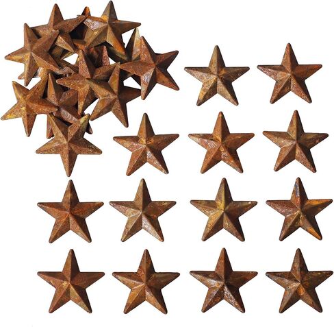 MGSYPHOME Mini Rustic Barn Star/Small Metal Stars for The Western Country Family Farmhouse Home Decoration,Metal Stars for Crafts,Star Decor,1.25-Inch, Set of 27.(Rust)…… in Saudi Arabia