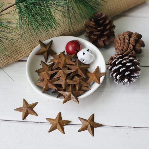 MGSYPHOME Mini Rustic Barn Star/Small Metal Stars for The Western Country Family Farmhouse Home Decoration,Metal Stars for Crafts,Star Decor,1.25-Inch, Set of 27.(Rust)…… in Saudi Arabia