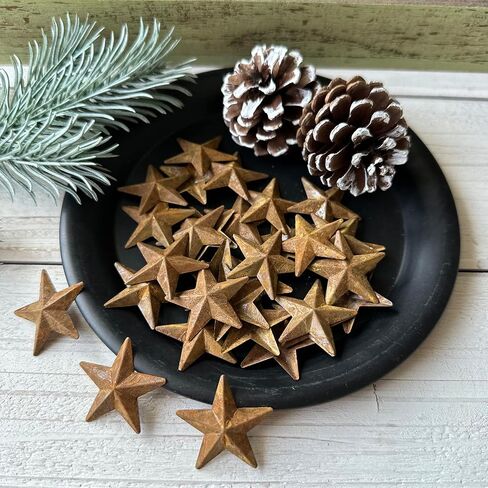 MGSYPHOME Mini Rustic Barn Star/Small Metal Stars for The Western Country Family Farmhouse Home Decoration,Metal Stars for Crafts,Star Decor,1.25-Inch, Set of 27.(Rust)…… in Saudi Arabia