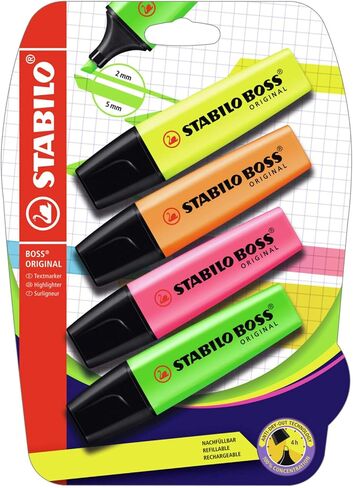 STABILO Highlighter BOSS ORIGINAL - Blister of 4 - Assorted Colors in Saudi Arabia