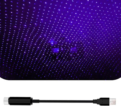 1 PC Car Starry Sky Ambient Light, Portable USB Interface Plug-in Automatic Rotating Super Bright Roof Light, Multi-Functional Decorative Accessory, for Most Car Models (Blue & Purple) in Saudi Arabia
