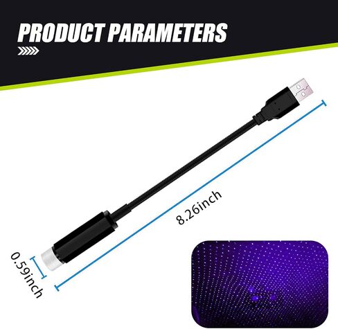 1 PC Car Starry Sky Ambient Light, Portable USB Interface Plug-in Automatic Rotating Super Bright Roof Light, Multi-Functional Decorative Accessory, for Most Car Models (Blue & Purple) in Saudi Arabia