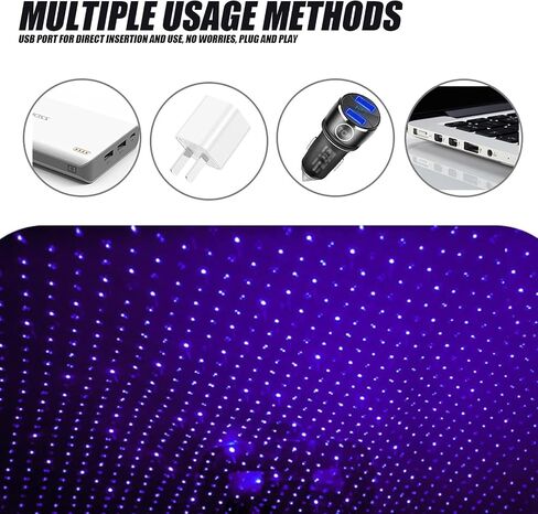 1 PC Car Starry Sky Ambient Light, Portable USB Interface Plug-in Automatic Rotating Super Bright Roof Light, Multi-Functional Decorative Accessory, for Most Car Models (Blue & Purple) in Saudi Arabia