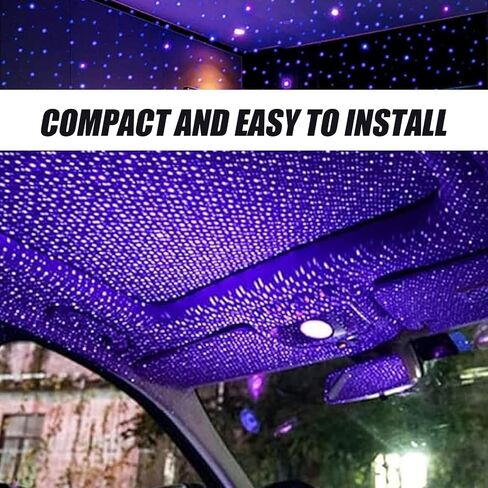 1 PC Car Starry Sky Ambient Light, Portable USB Interface Plug-in Automatic Rotating Super Bright Roof Light, Multi-Functional Decorative Accessory, for Most Car Models (Blue & Purple) in Saudi Arabia