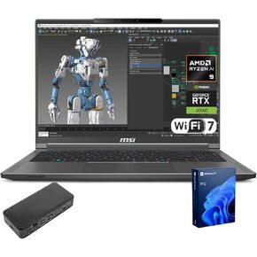 MSI 2025 Creator 16 Copilot Laptop, WQXGA 240Hz, AMD Ryzen AI 9 365, NVIDIA RTX 4060, 32GB RAM, 1TB SSD, RGB KB, Creativity with AI Studio, W11 P, Bundle with Targus 100W Docking Station