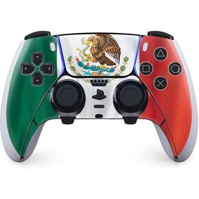 Skinit Decal Gaming Skin Compatible with PS5 DualSense Edge Pro Controller - Mexico Flag Distressed Design