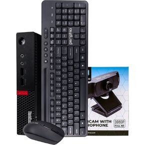 Lenovo ThinkCentre M900 Micro Desktop Computer PC, Intel Quad Core i5, 8GB RAM, 240GB SSD, Windows 10 Pro, New Periphio Webcam, Periphio Wireless Keyboard & Mouse (Renewed)