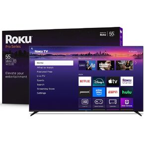 Roku Smart TV 2025 – 55-Inch Pro Series, Mini-LED TV – RokuTV with Backlit Voice Remote Pro – Flat Screen 4K QLED Television with 120Hz Refresh Rate & Dolby Vision IQ, Live News, Sports, Entertainment